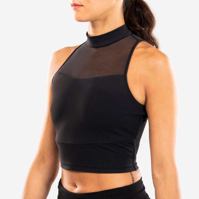 Crop top de danse moderne col montant noir femme - sans brassière, photo 7 of 6