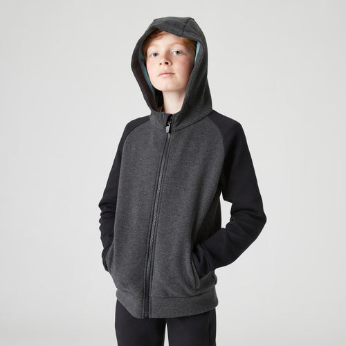 





Sweat zippé à capuche enfant coton respirant - 900 gris chiné moyen et foncé