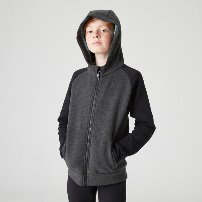 





Sweat zippé à capuche enfant coton respirant - 900 gris chiné moyen et foncé, photo 1 of 13