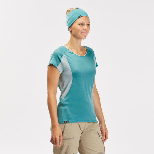 





T-shirt de trek manches courtes en laine mérinosFemme - MT500