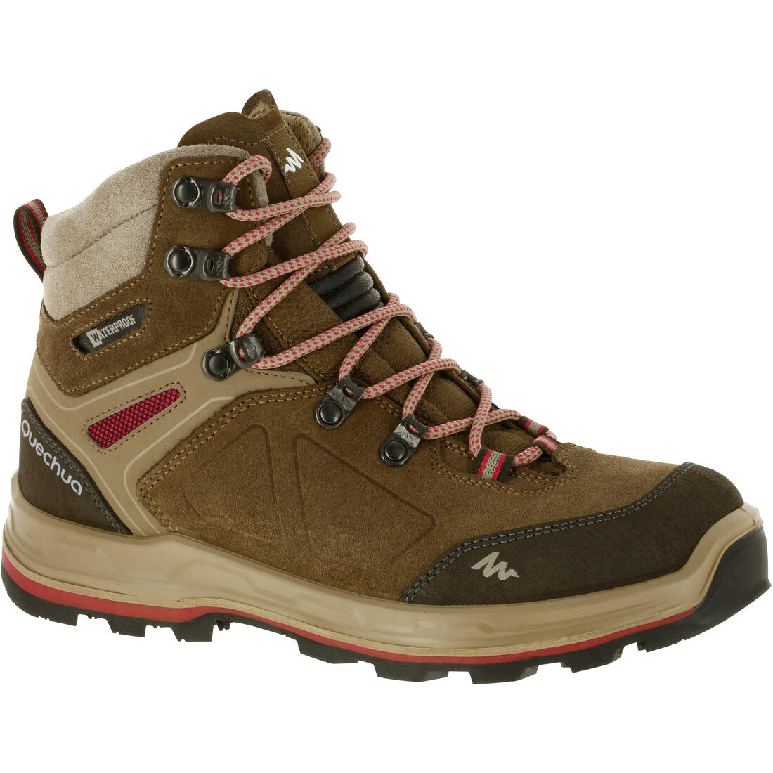 article en promo : Chaussures trekking cuir imperméables - mt100 - beige - femme haute