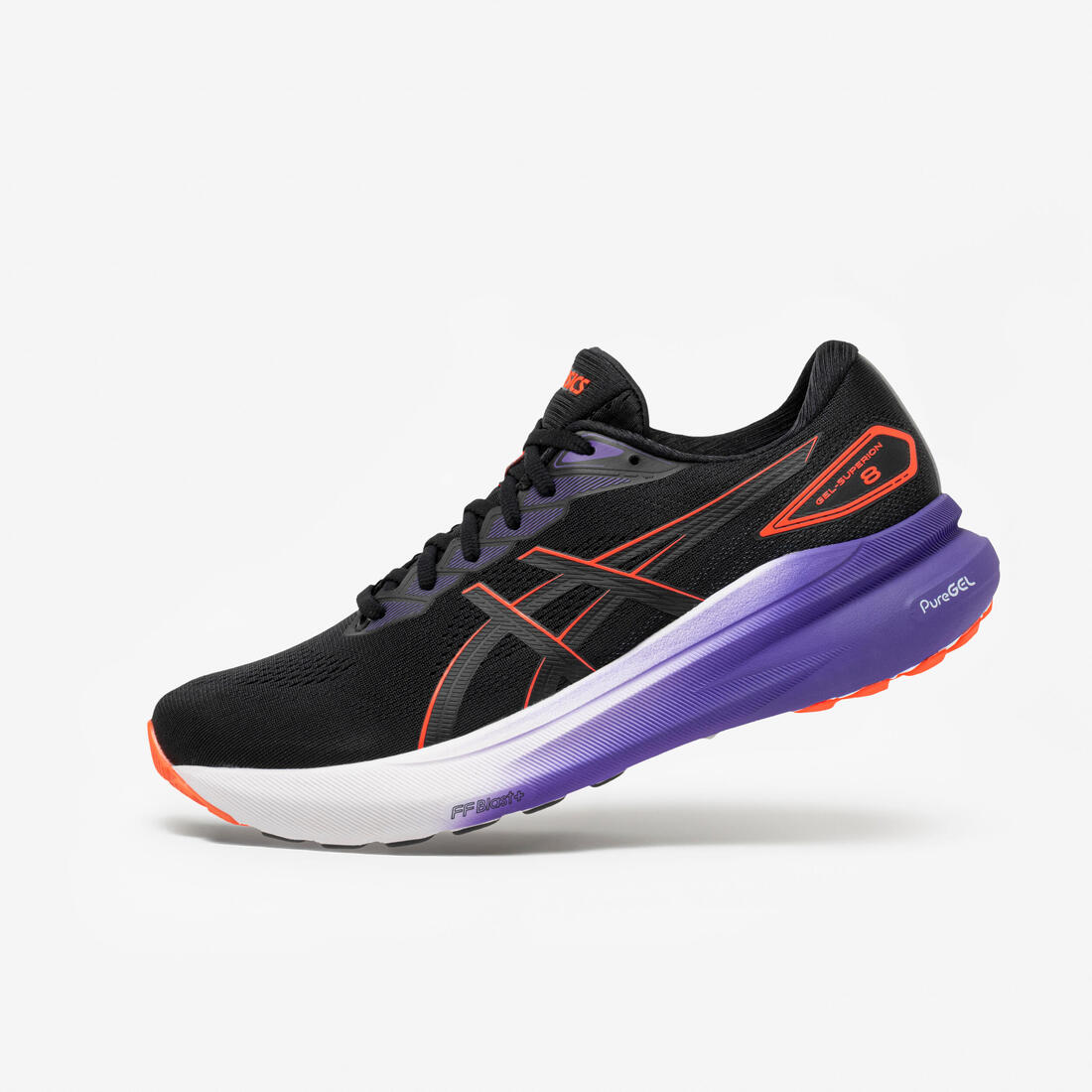 article en promo : Chaussures running homme, asics superion 8 noires et violettes