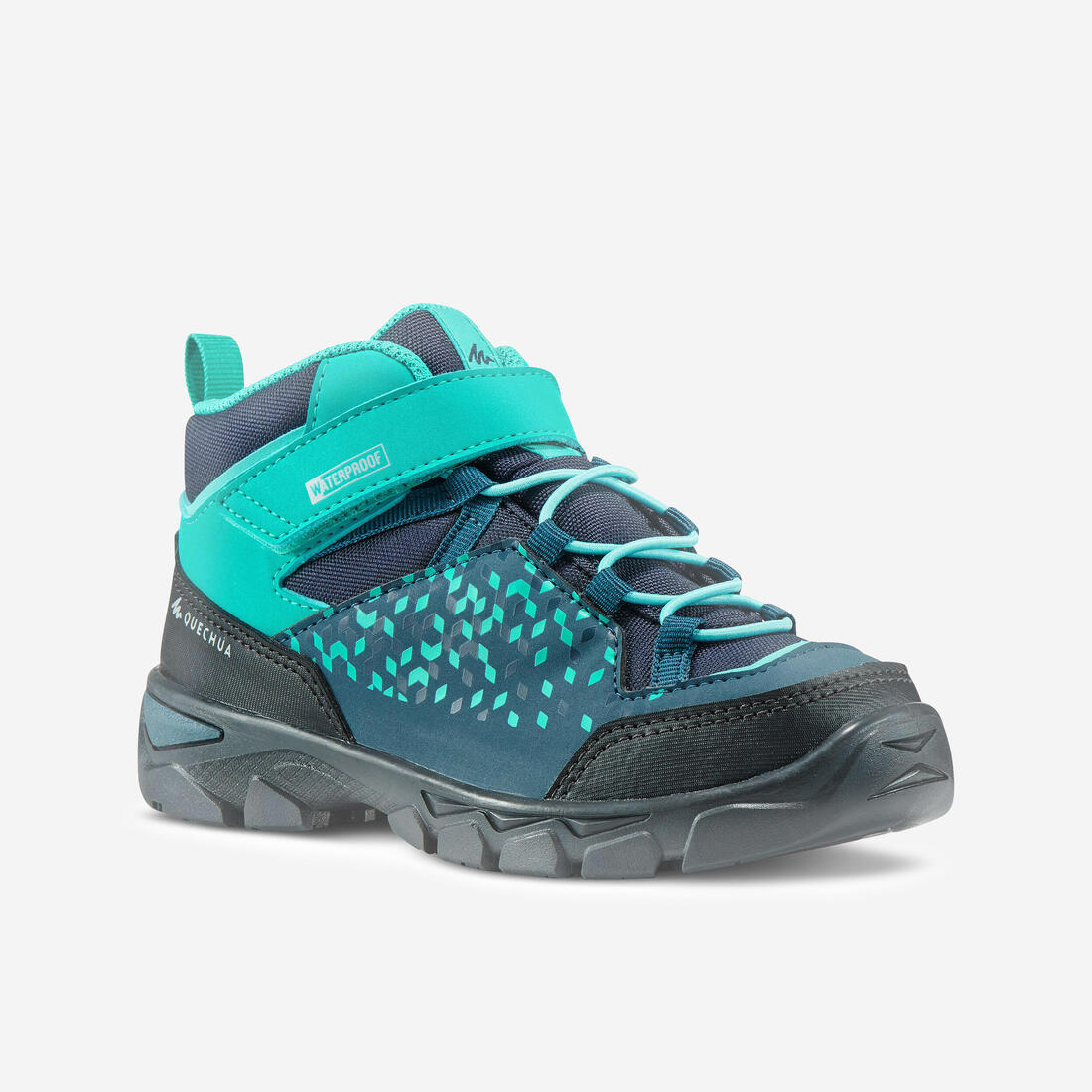 article en promo : Chaussures imperméables de randonnée - mh120 mid turquoises - enfant 28 au 34
