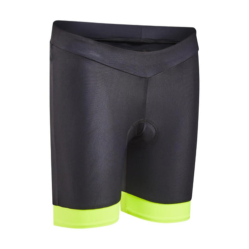 





Cuissard sans bretelle vélo enfant 500 noir/jaune fluo