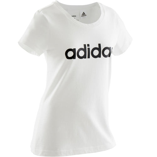 





T-shirt fille adidas blanc avec logo contrasté noir sur la poitrine