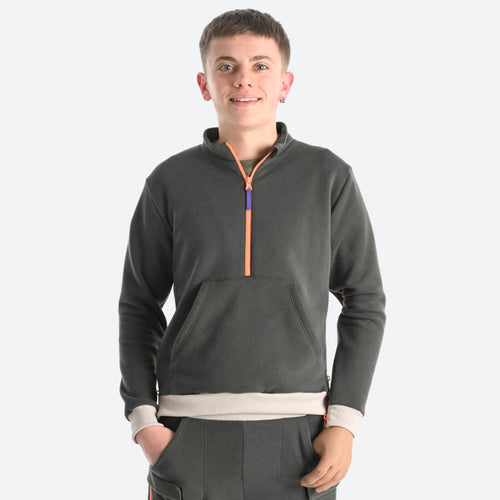 





Sweat enfant zippé facile à enfiler - vert olive