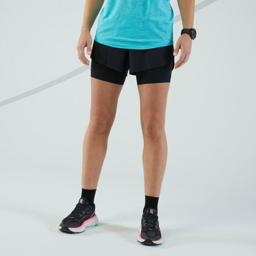 





Short 2 en 1 running longue distance femme - KIPRUN Run 900 Ultra noir