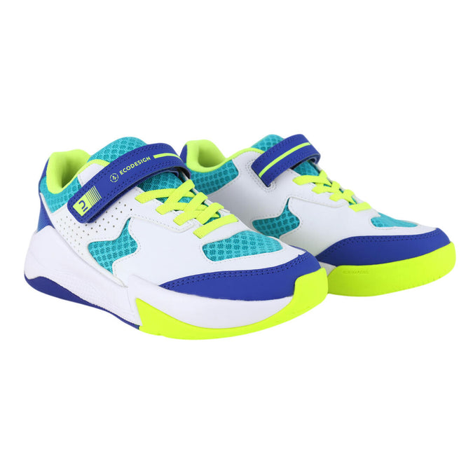 





Chaussures de volley-ball VS100 confort à lacets blanche/blue et vert., photo 1 of 4