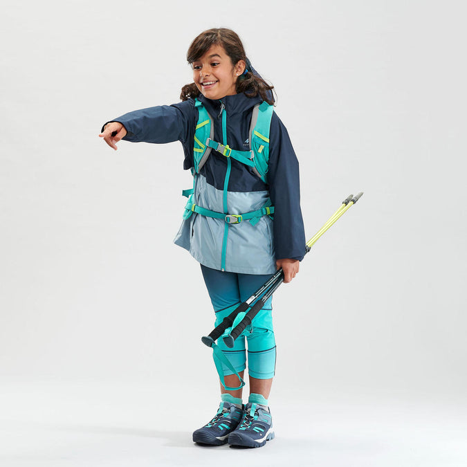 Veste imperméable de randonnée enfant MH500 KID bleue marine QUECHUA