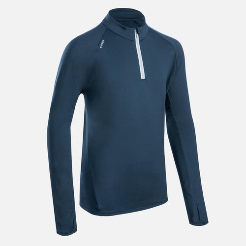 





Tee-Shirt manches longues running Enfant 1/2 zip chaud - KIPRUN Warm 100 Marine